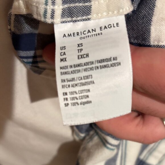 American Eagle Outfitters Navy and White Checkered Shirt - Picture 3 of 3